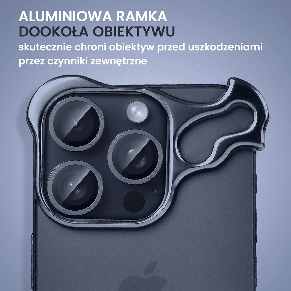 Bumper do iPhone 15 Pro, Bumper Set, metalowa osłona rogów oraz aparatu, granatowe
