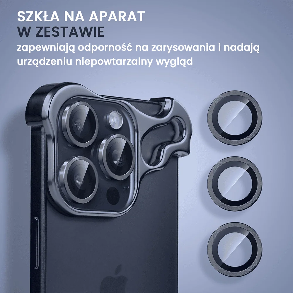 Bumper do iPhone 15 Pro, Bumper Set, metalowa osłona rogów oraz aparatu, granatowe