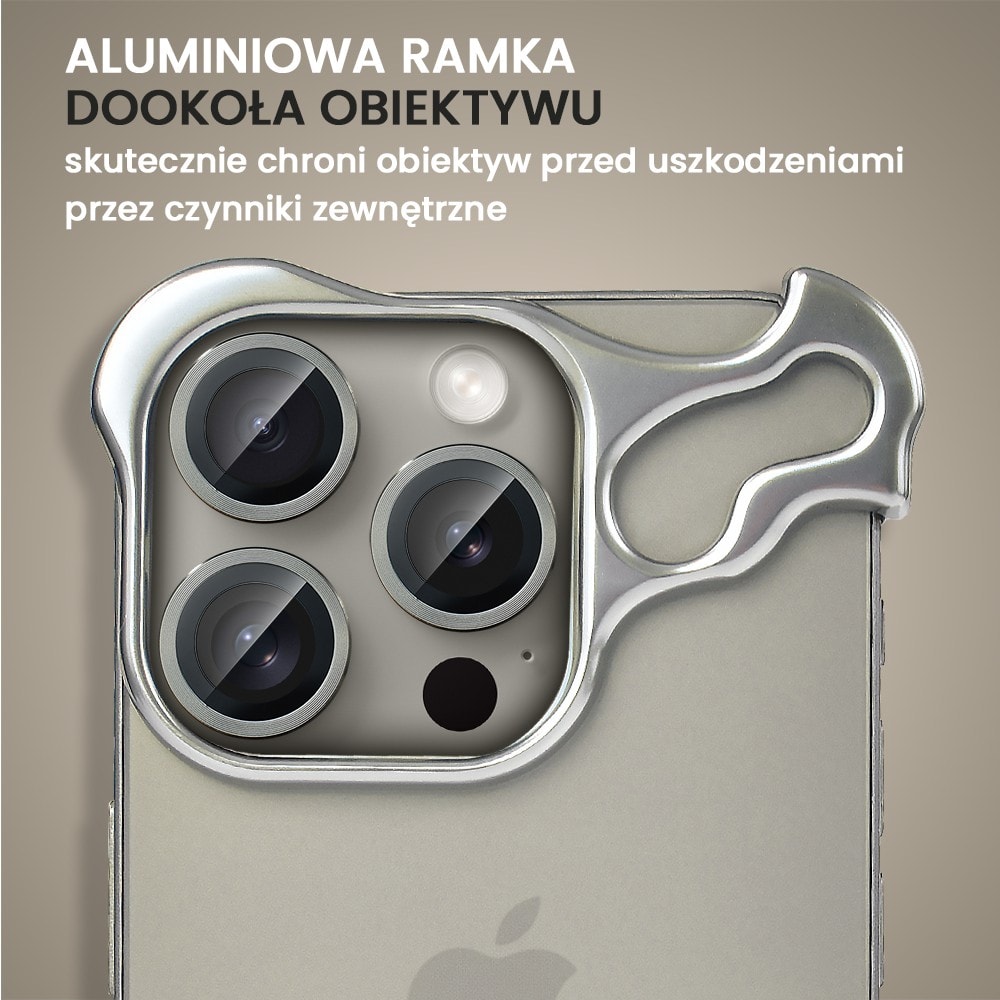 Bumper do iPhone 15 Pro, Bumper Set, metalowa osłona rogów oraz aparatu, tytanowe