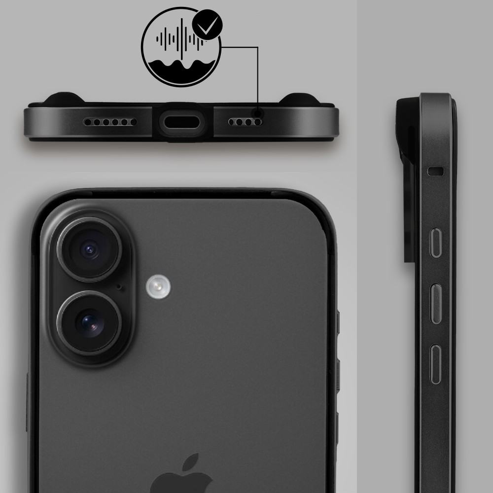 Bumper do iPhone 16 Plus, Metal Slim, metalowa ramka ochronna, czarny