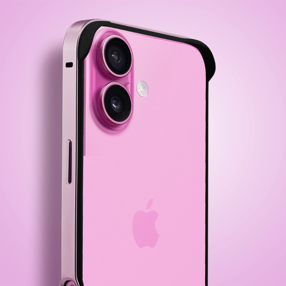 Bumper do iPhone 16, Metal Slim, metalowa ramka ochronna, różowy