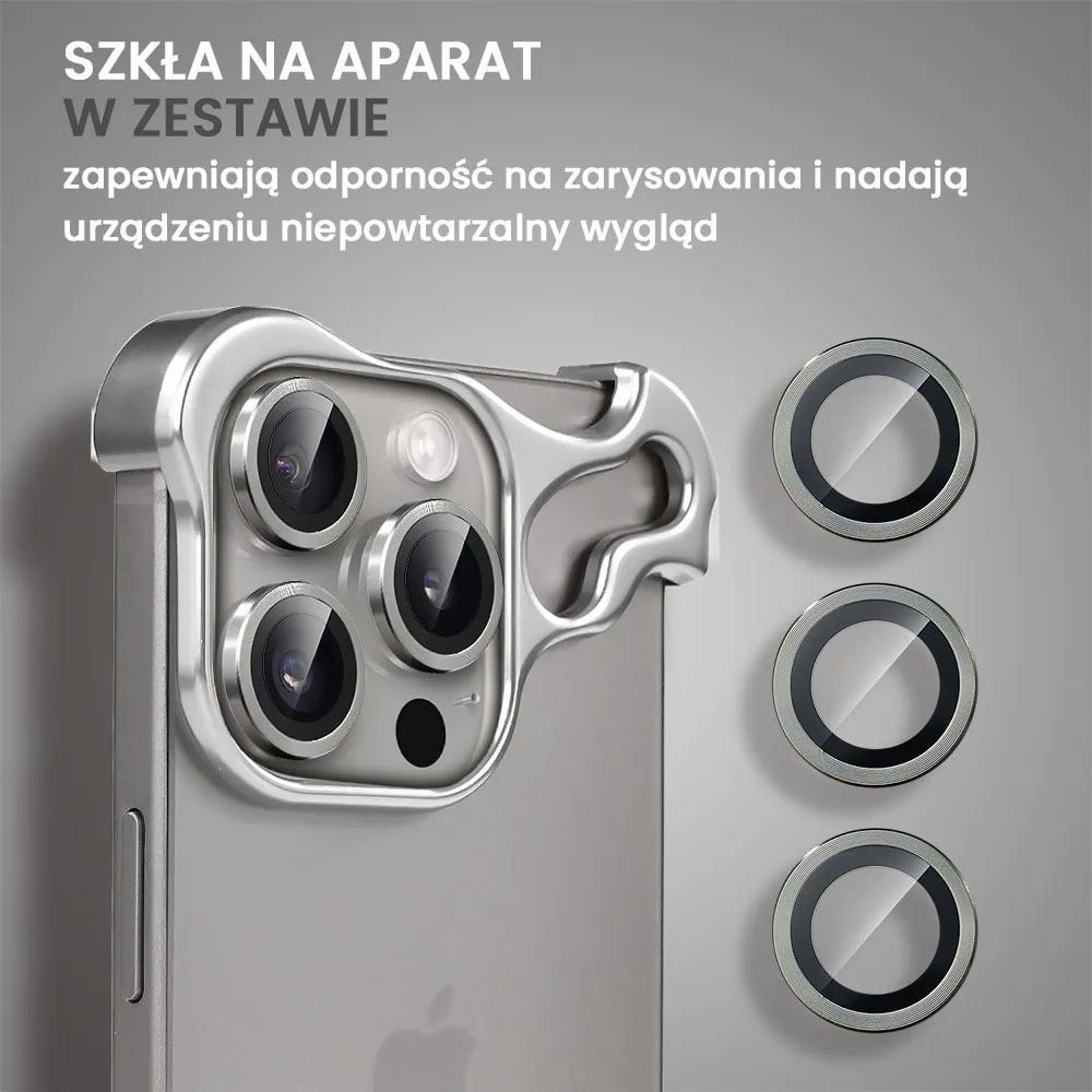 Bumper do iPhone 16 Pro Max, Bumper Set, metalowa osłona rogów oraz aparatu, tytanowe