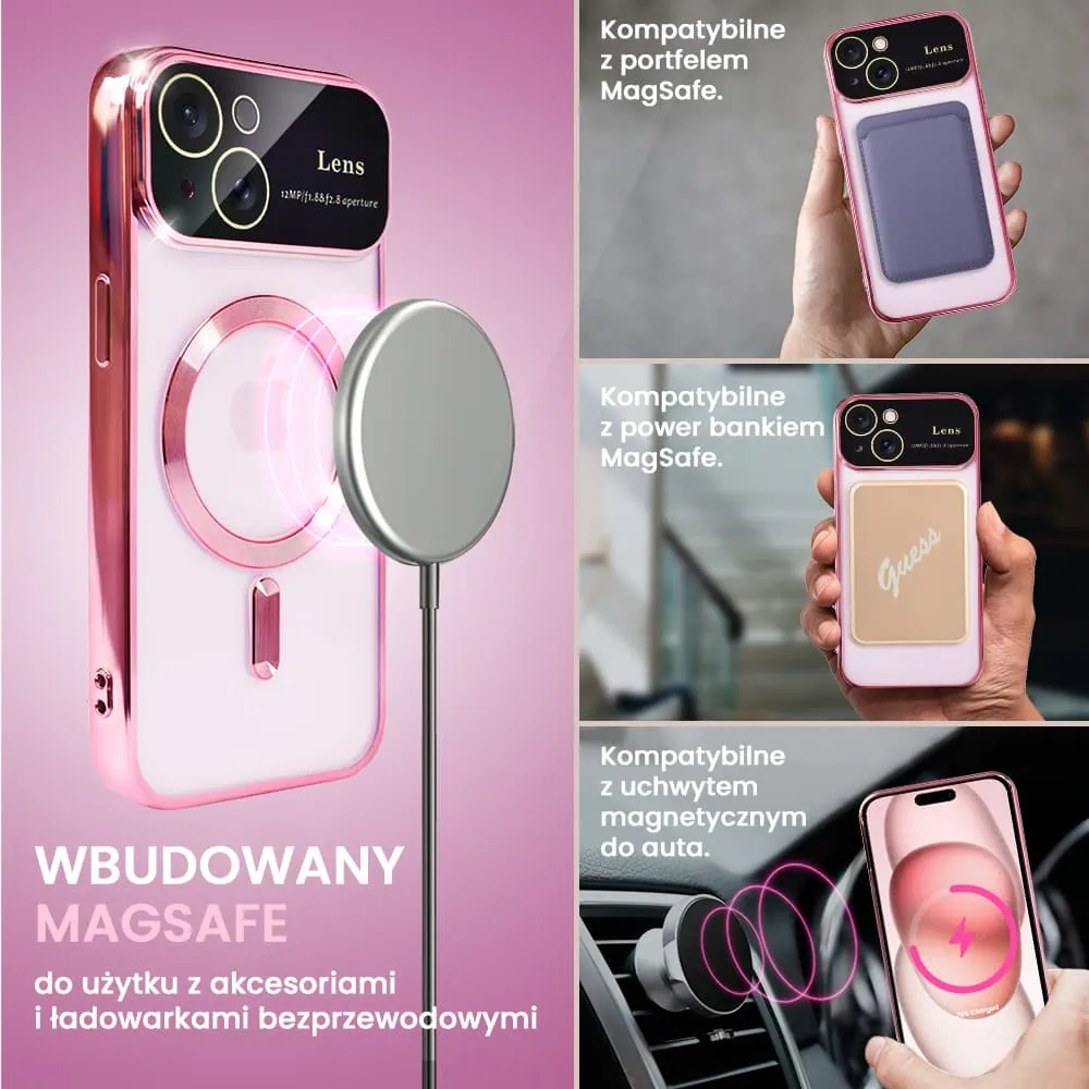 Etui do iPhone 15 Plus Camera Beam Magsafe, różowe (OUTLET)