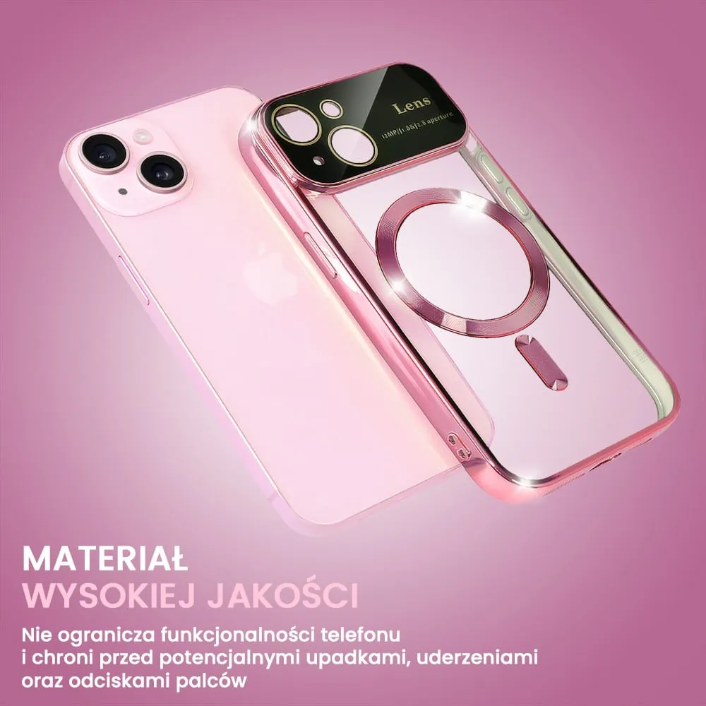 Etui do iPhone 15 Plus Camera Beam Magsafe, różowe (OUTLET)