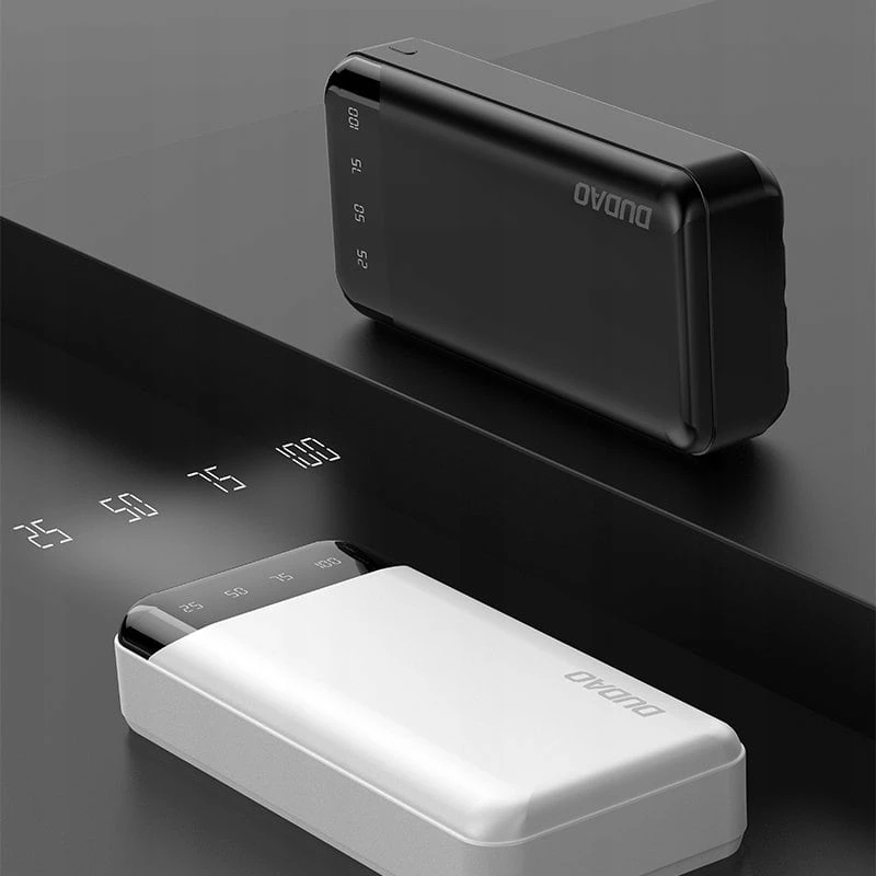 Duży, pojemny power bank 20000mAh 3w1 (Lightning, USB Typ C, micro USB) wyświetlacz LED, biały