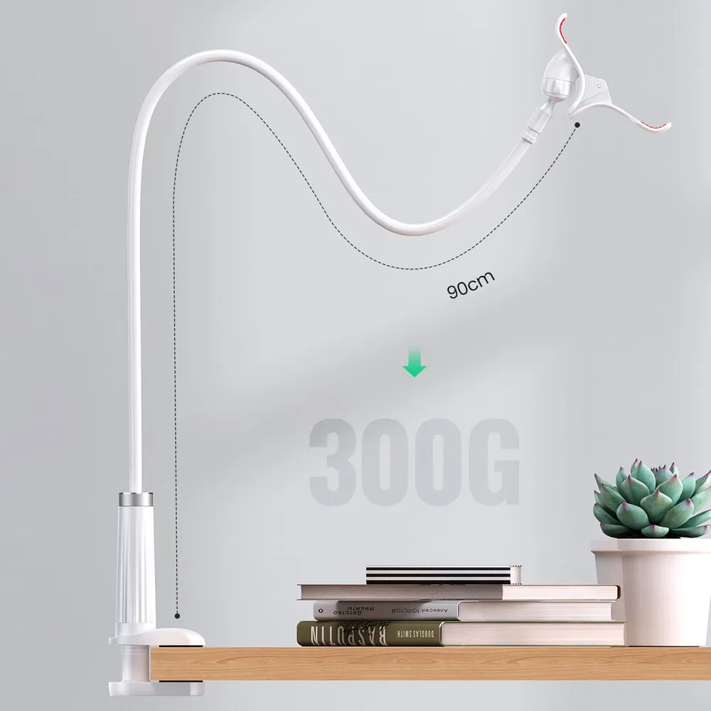 Elastyczny, długi uchwyt do telefonu, do biurka, łóżka, 360 stopni, biały