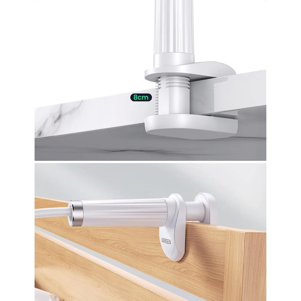 Elastyczny, długi uchwyt do telefonu, do biurka, łóżka, 360 stopni, biały