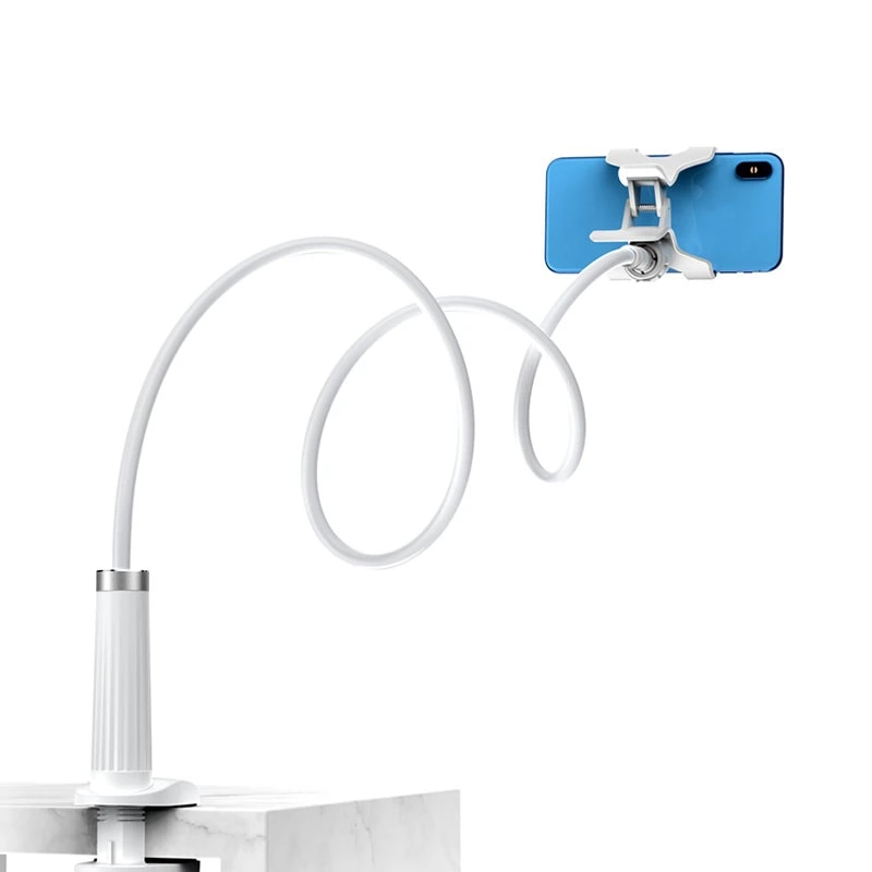 Elastyczny, długi uchwyt do telefonu, do biurka, łóżka, 360 stopni, biały