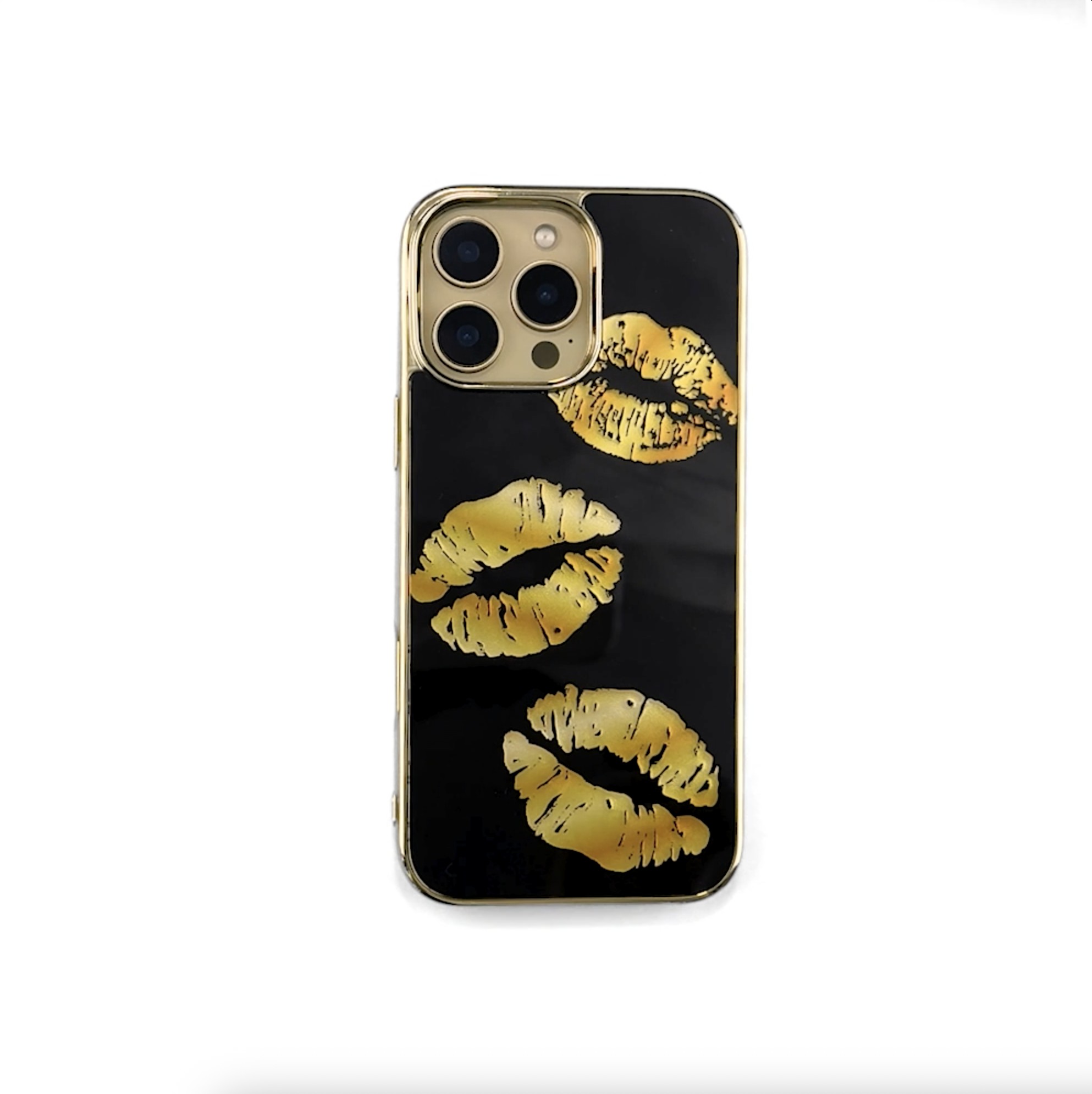 Etui do iPhone 16 Pro Max, Elite Glass z MagSafe, szklany tył, Golden Midnight, Usta, złote