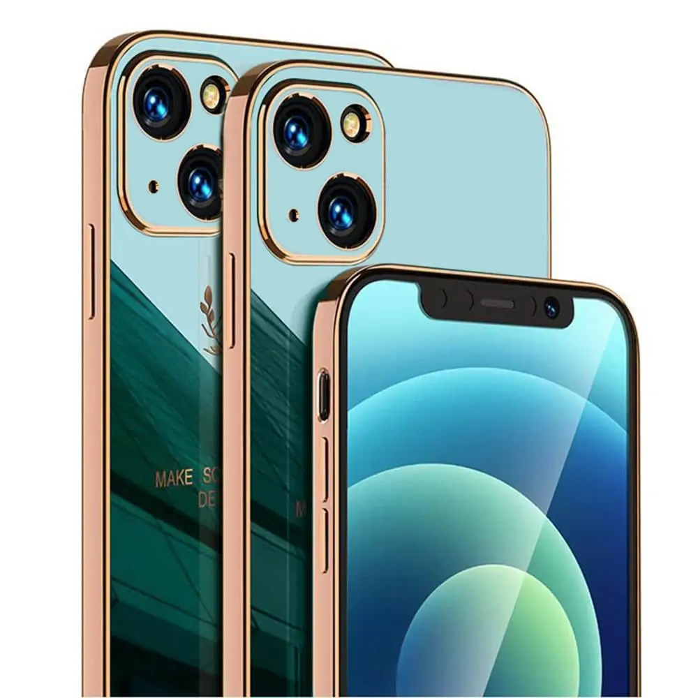 SURPHY do iPhone 13 Mini z nadrukiem, szmaragdowe ze złotą ramką