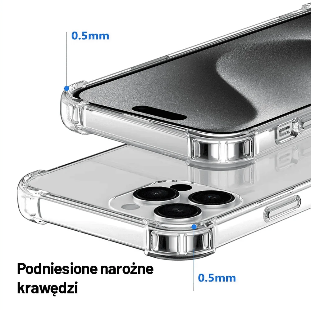Etui bumper iPhone 15 Pro Max Premium VIP certyfikowany case wzmocnione rogi, przeźroczyste