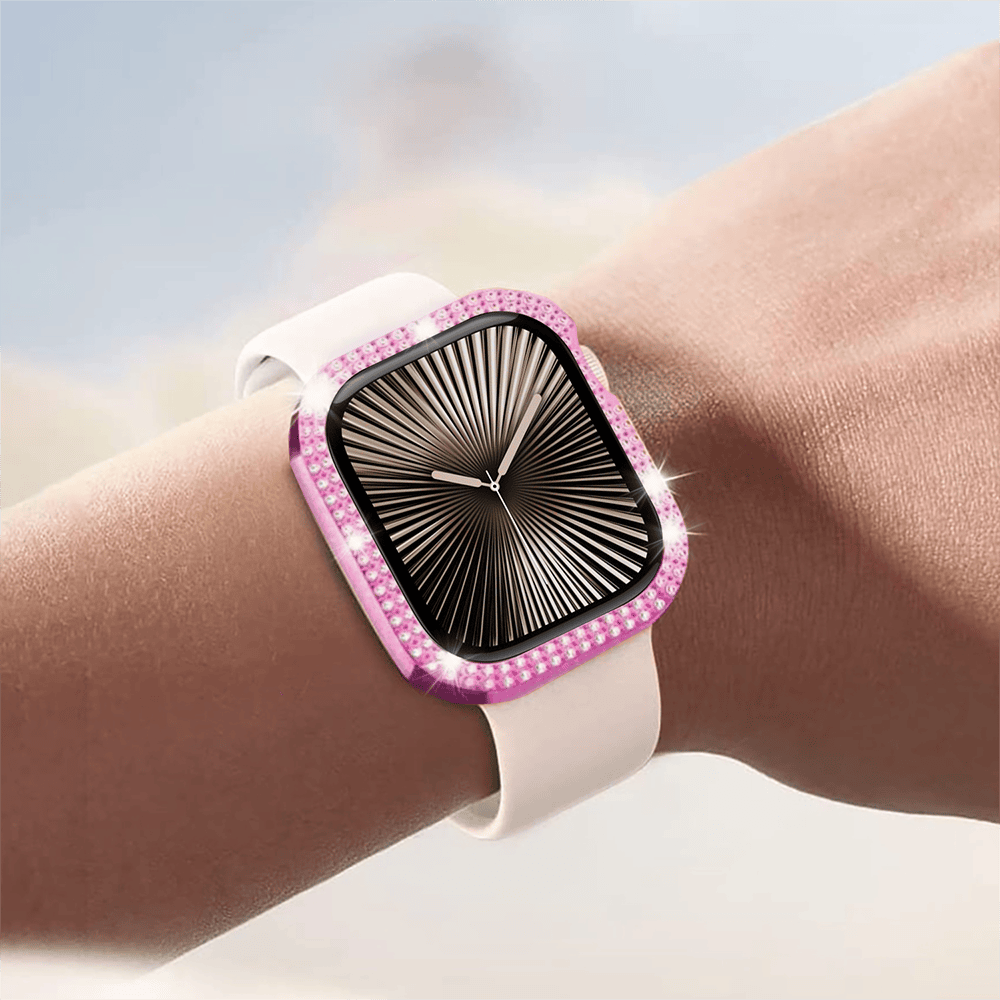 Etui do Apple Watch 7/8/9 – 41mm, z brokatową osłoną, różowe złoto