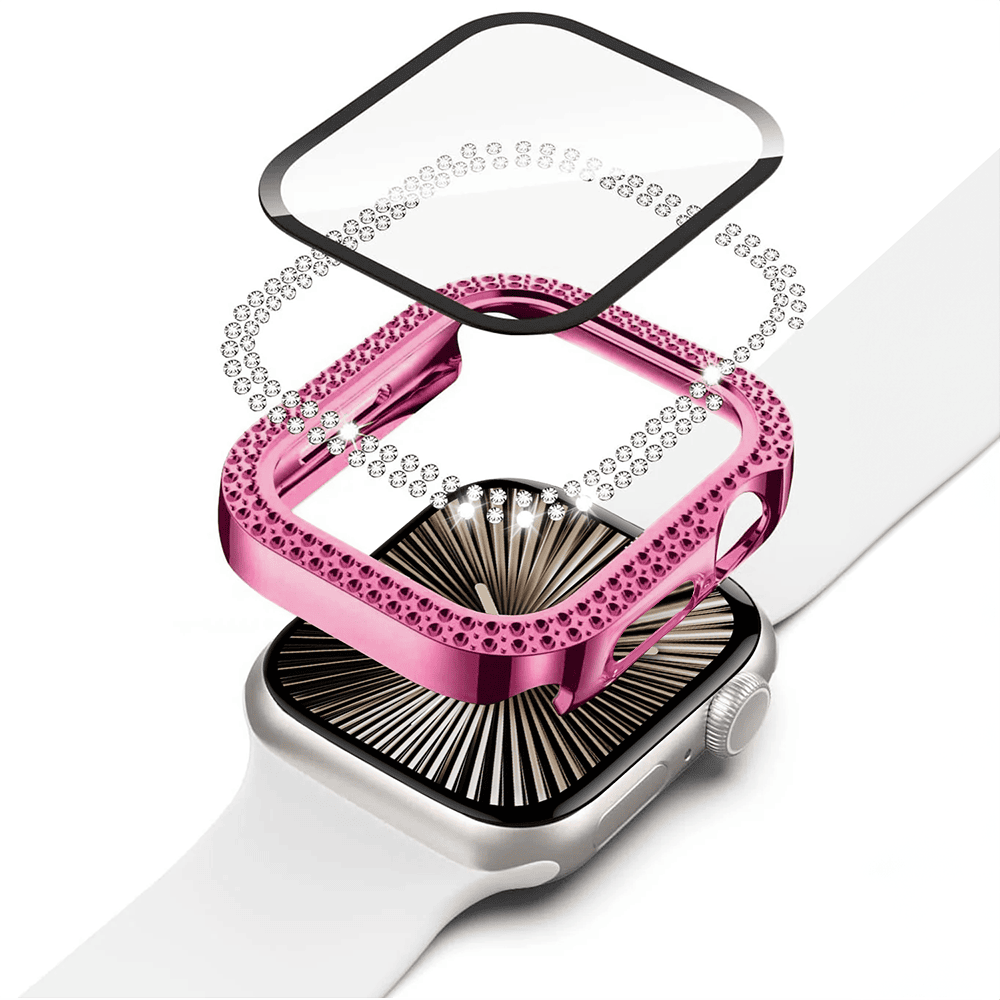 Etui do Apple Watch 7/8/9 – 41mm, z brokatową osłoną, różowe złoto