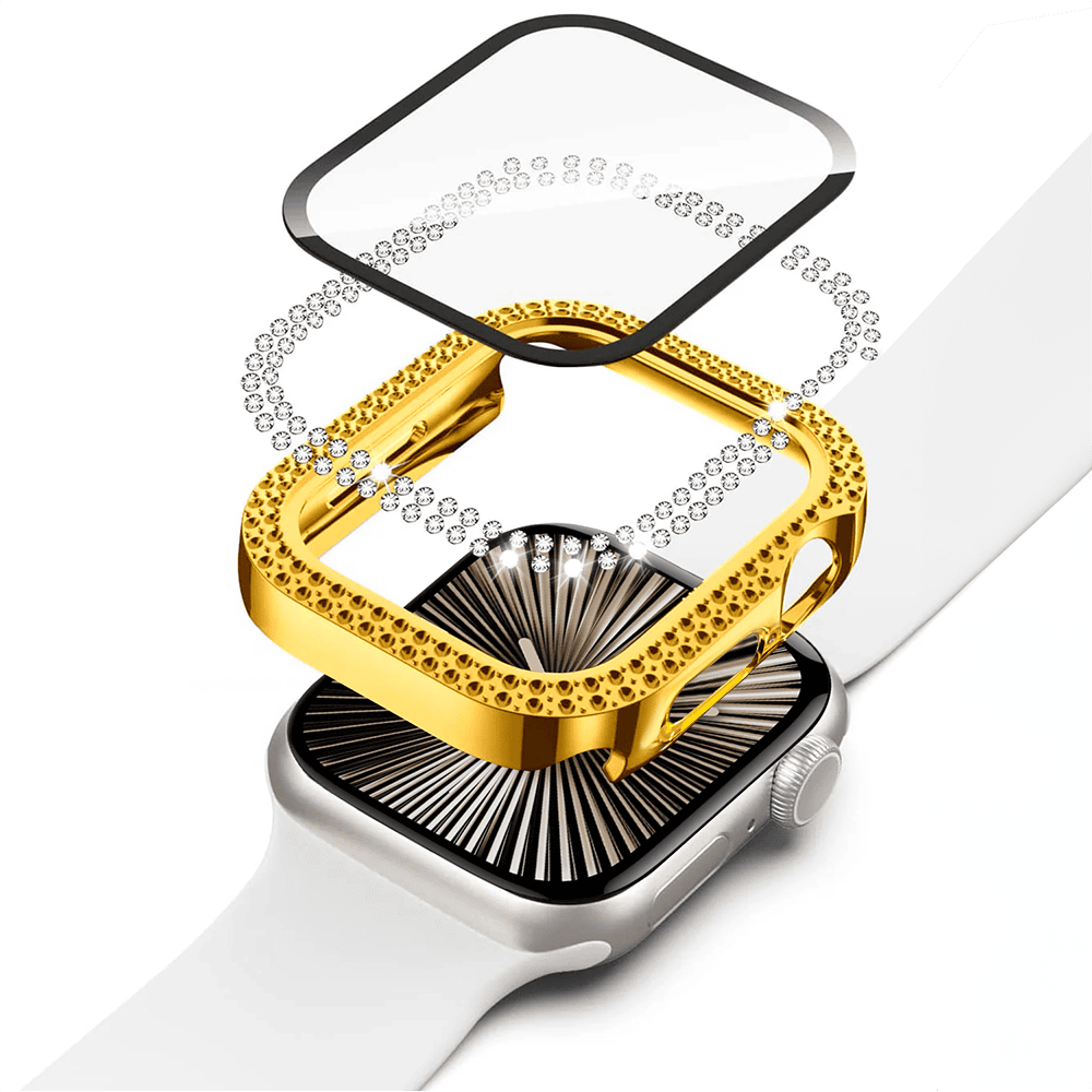 Etui do Apple Watch 7/8/9 – 41mm, z brokatową osłoną, złote