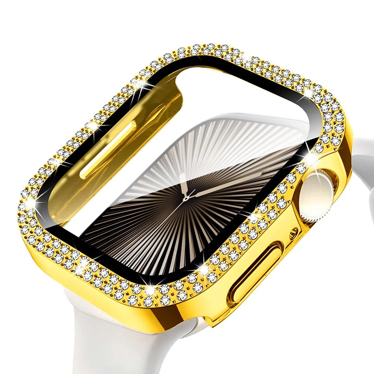 Etui do Apple Watch 7/8/9 – 45mm, z brokatową osłoną, złote