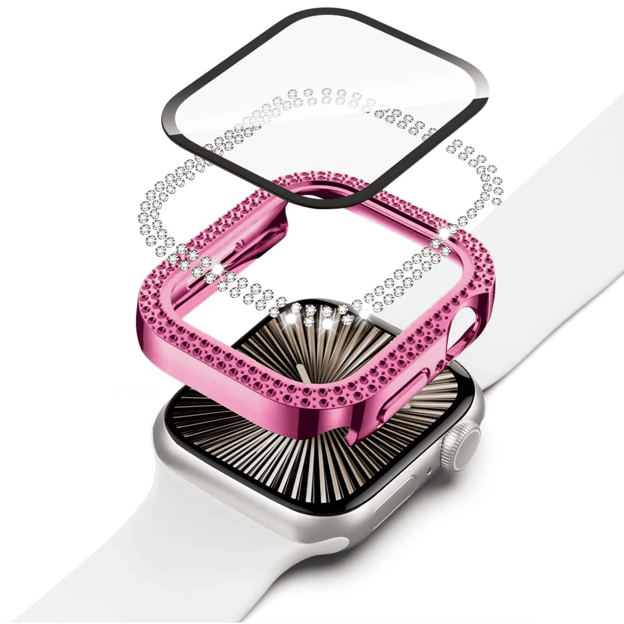 Etui do Apple Watch SE/4/5/6 – 40mm, z brokatową osłoną, różowe złoto