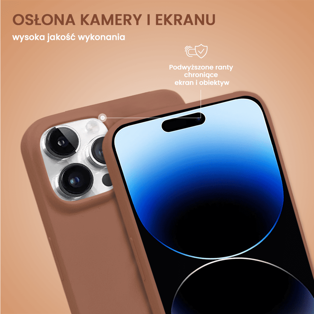 Etui do iPhone 14 Pro Max Crossbody na ramie jak torebka, z łancuszkiem i sznurkiem, mleczna czekolada