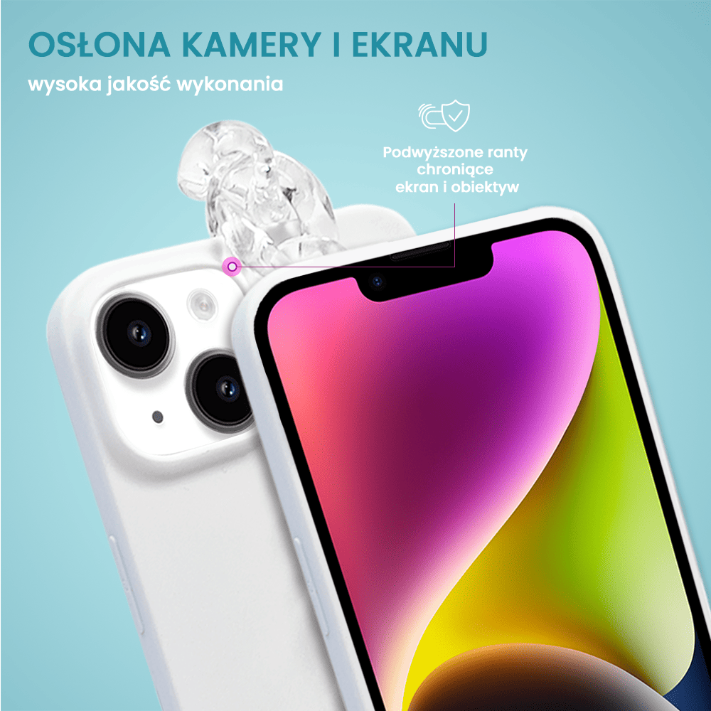 Etui do iPhone 13 Crossbody na ramie jak torebka, z łańcuszkiem i sznurkiem, alabastrowe białe