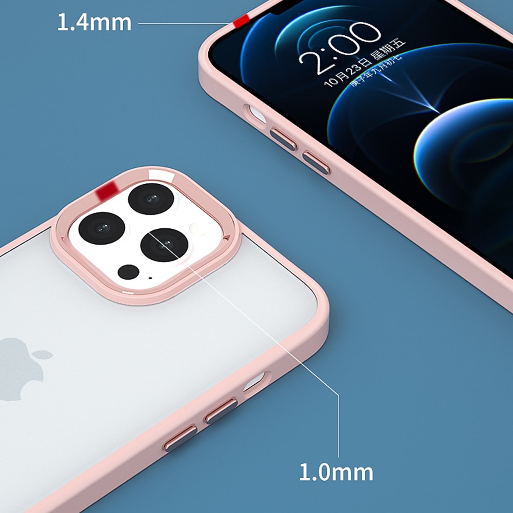 Etui do iPhone 13 przeźroczyste, twardy tył, ramka pudrowy róż (OUTLET)