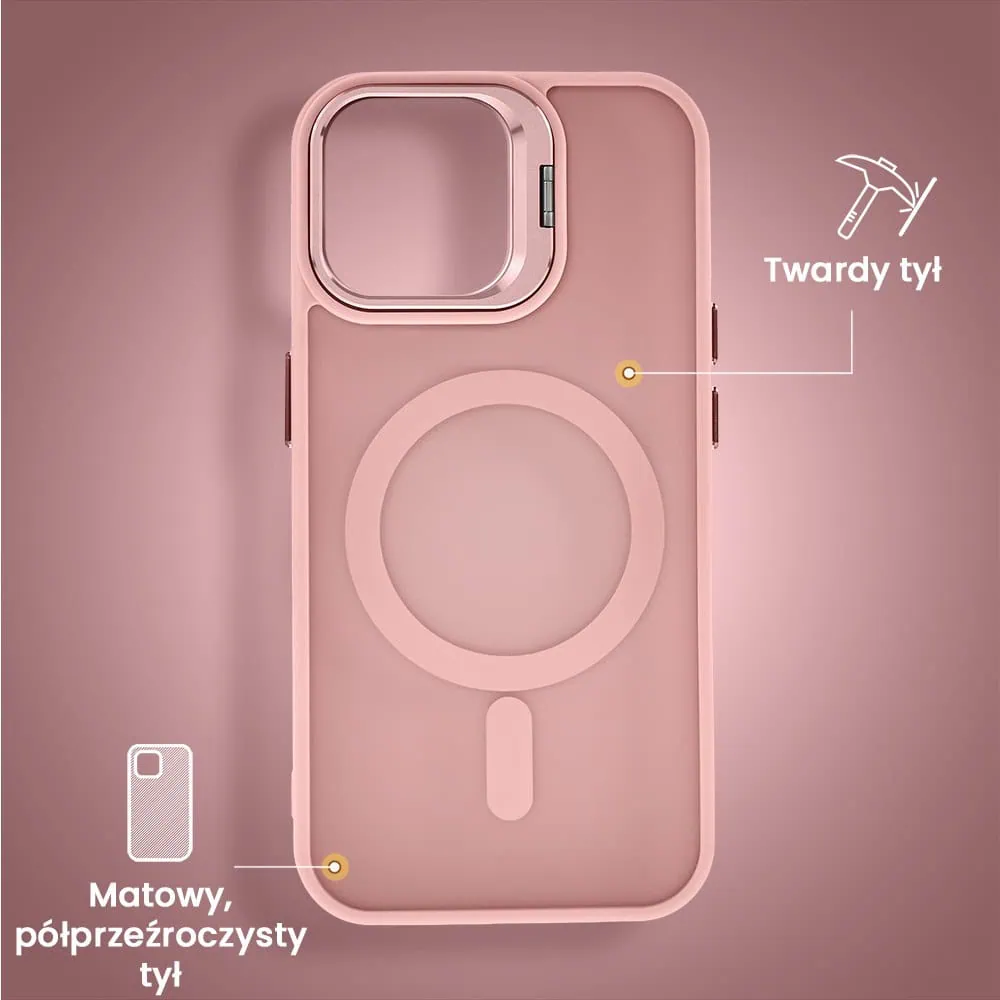 Etui do iPhone 11 Arctic Stand, półprzeźroczyste, z osłoną aparatu i podstawką, różowe