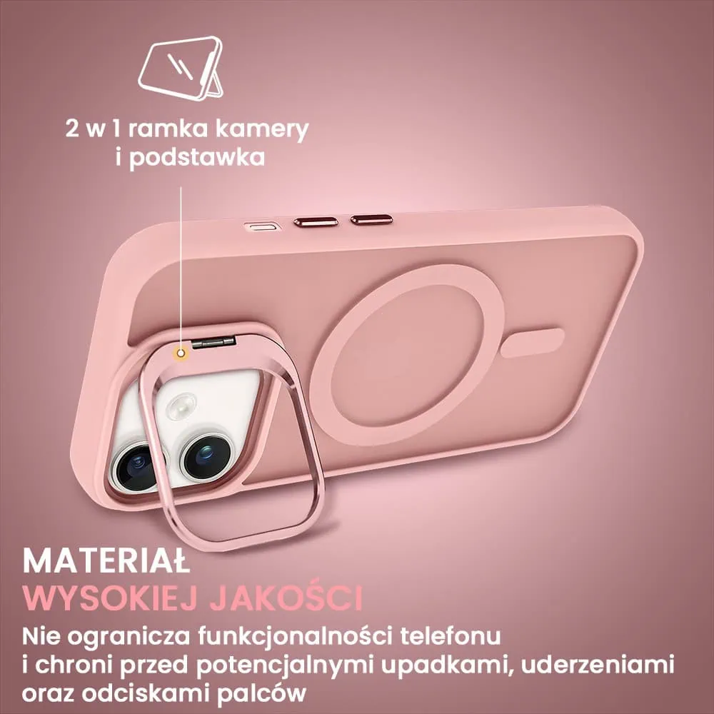 Etui do iPhone 11 Arctic Stand, półprzeźroczyste, z osłoną aparatu i podstawką, różowe