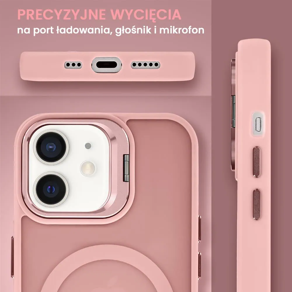 Etui do iPhone 11 Arctic Stand, półprzeźroczyste, z osłoną aparatu i podstawką, różowe