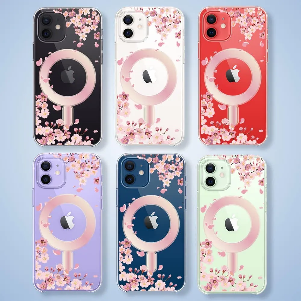 Etui do iPhone 11, Flower MagSafe, kwiat wiśni, przeźroczyste