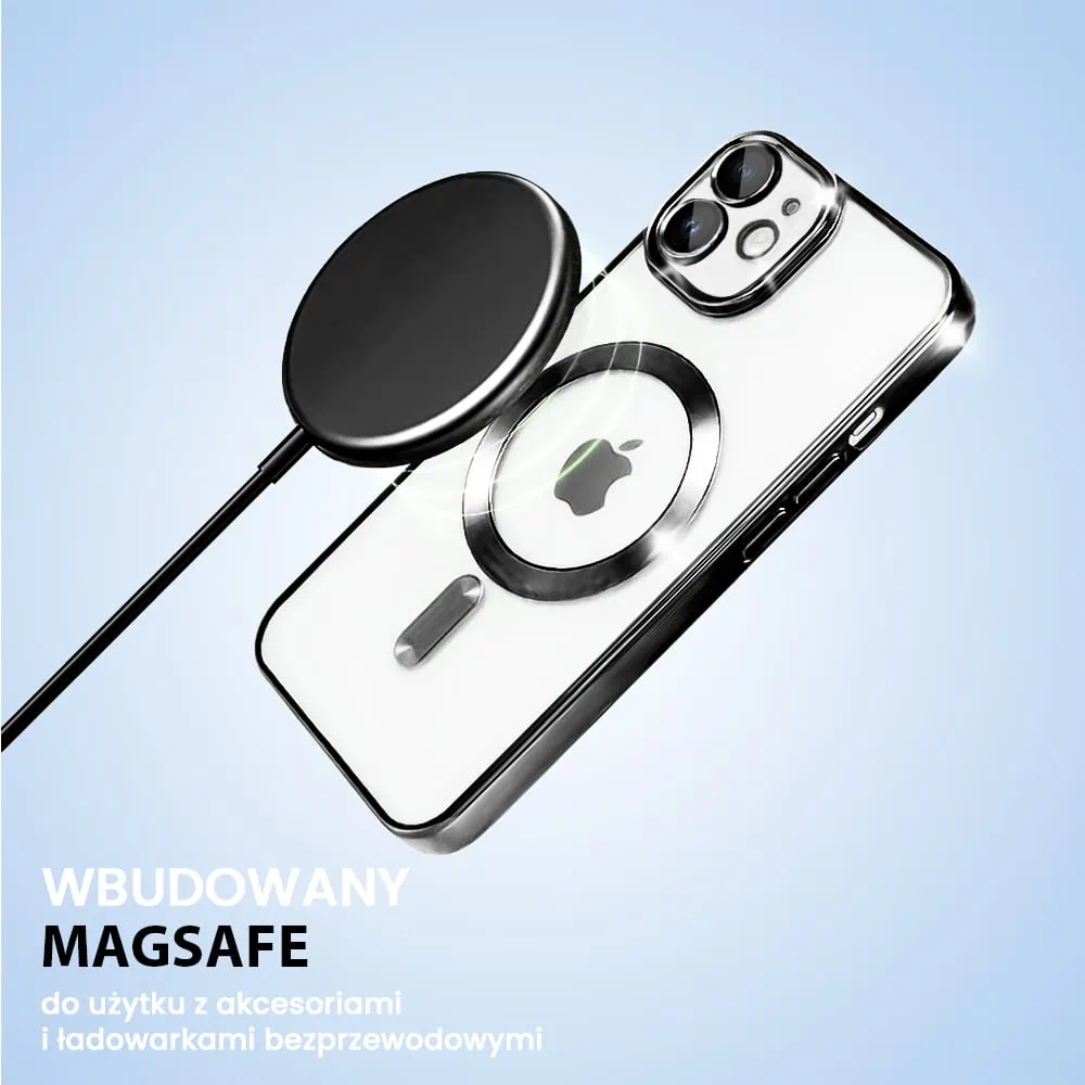 Etui do iPhone 11 MagSafe Luxury Protect przeźroczyste, hybrydowa ochrona kamery, czarne