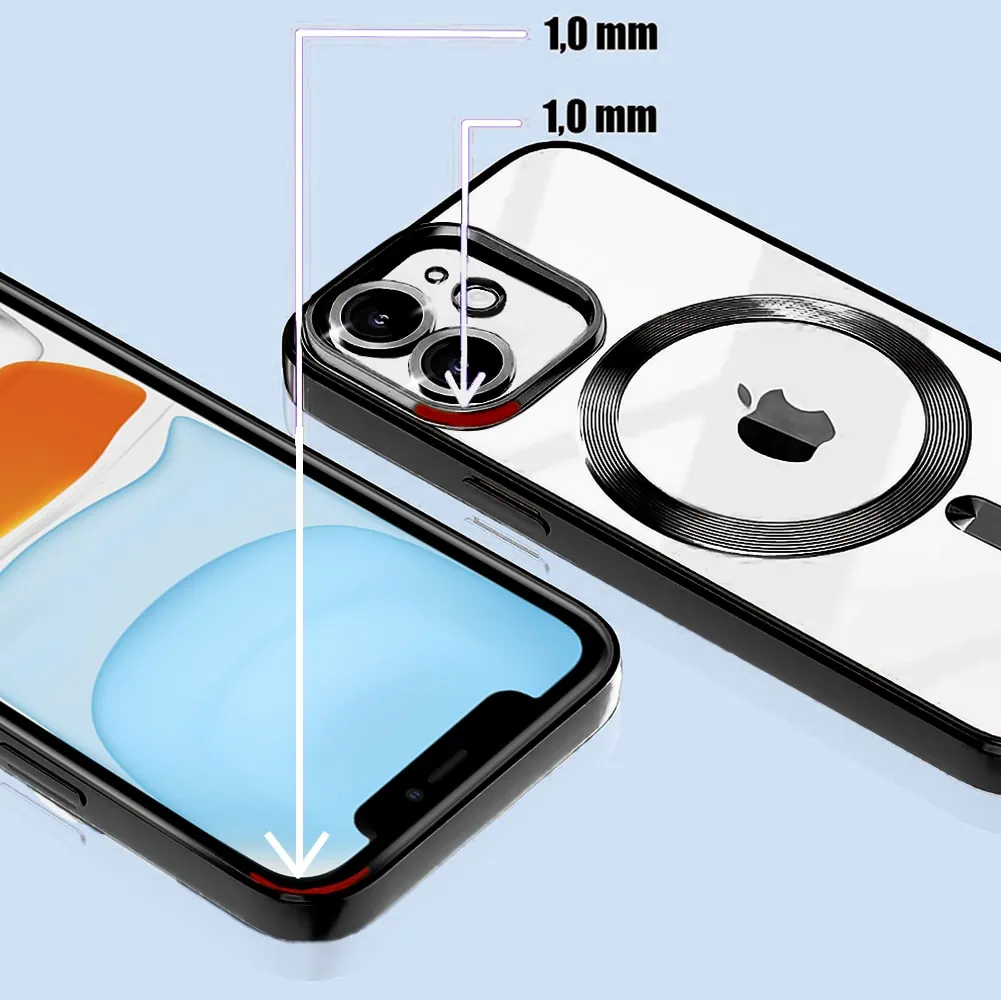 Etui do iPhone 11 MagSafe Luxury Protect przeźroczyste, hybrydowa ochrona kamery, czarne