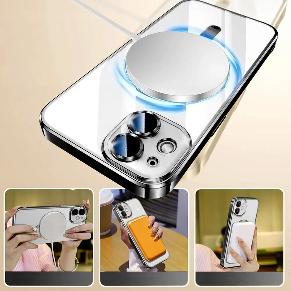 Etui do iPhone 11 MagSafe Luxury Protect przeźroczyste, hybrydowa ochrona kamery, czarne