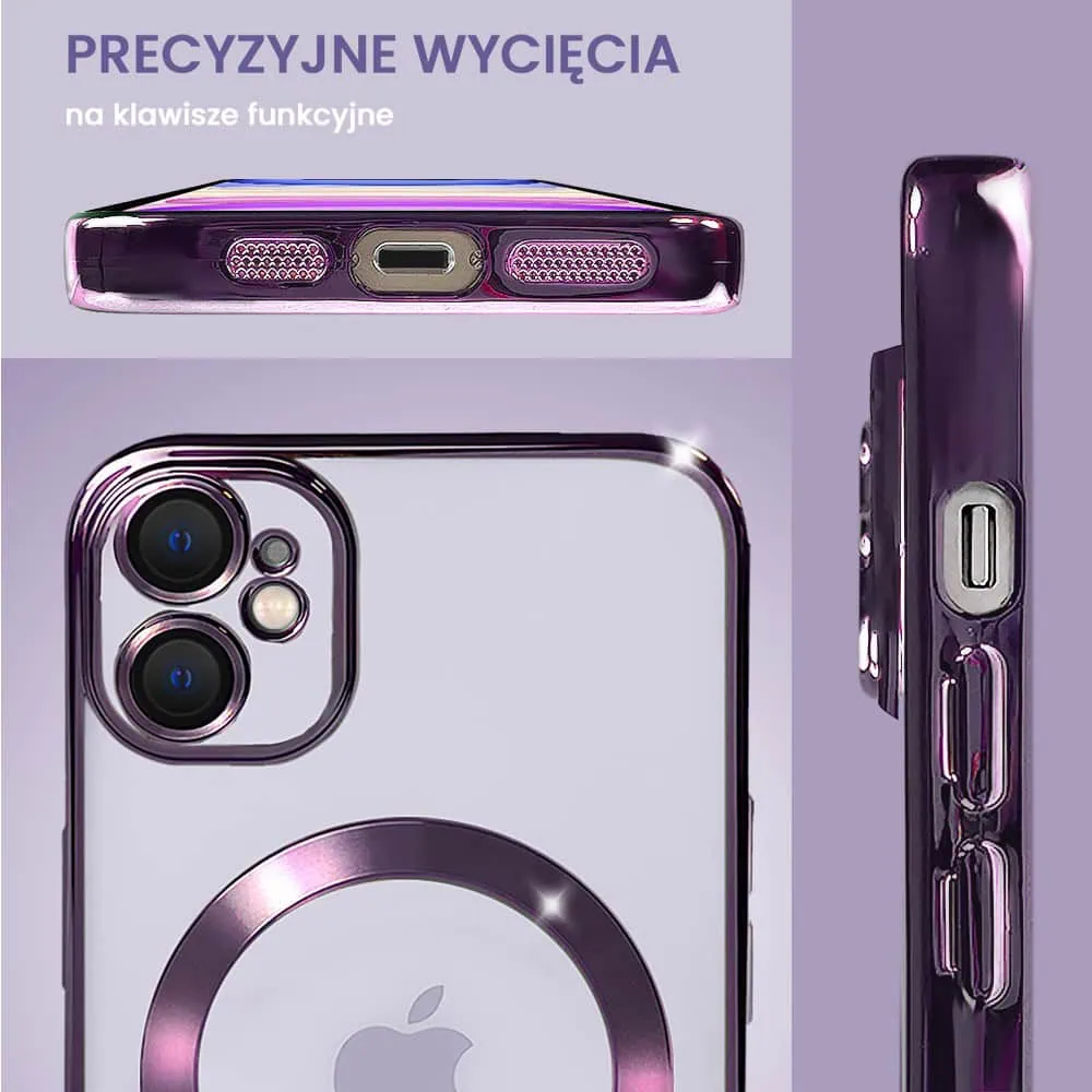 Etui do iPhone 11 MagSafe Luxury Protect przeźroczyste, hybrydowa ochrona kamery, purpurowe