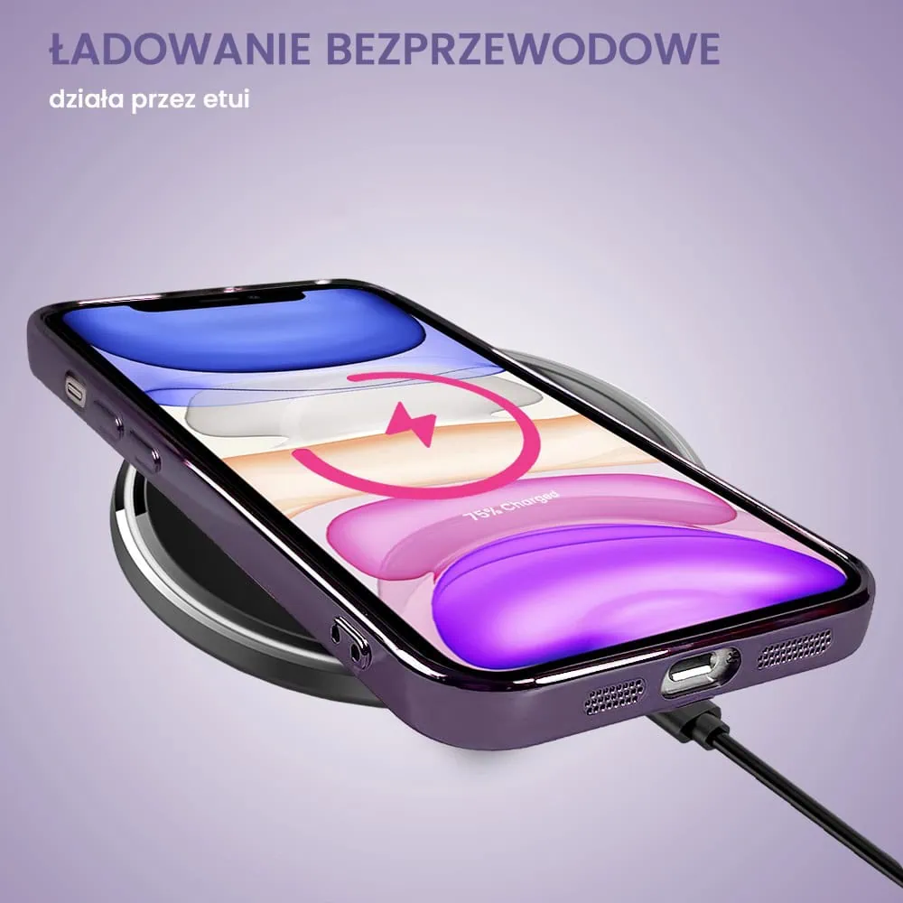 Etui do iPhone 11 MagSafe Luxury Protect przeźroczyste, hybrydowa ochrona kamery, purpurowe