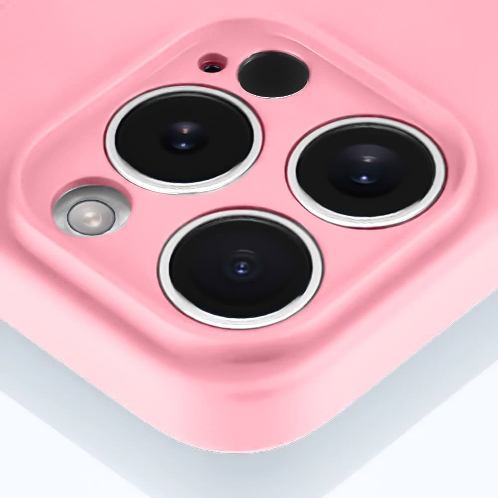 Etui do iPhone 11 Pro silikonowe z mikrofibrą soft touch z osłoną na aparat, jasny róż