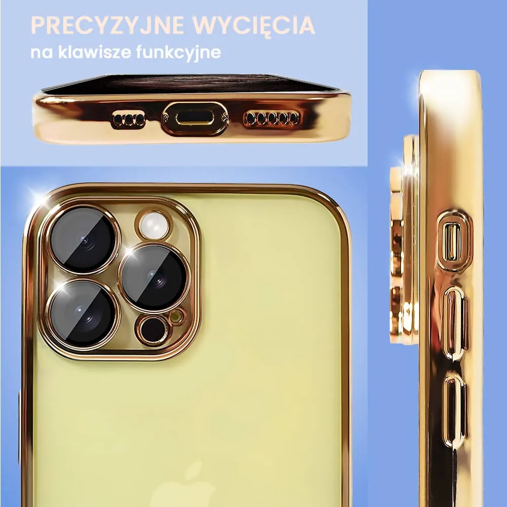 Etui do iPhone 11 Pro Slim Protect Full Cover z osłoną kamery i obiektywów 9H, złote