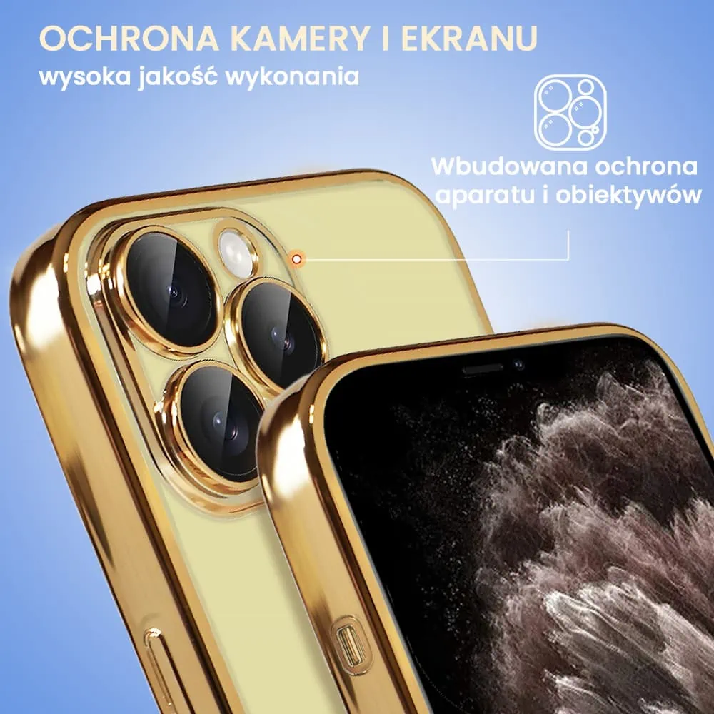 Etui do iPhone 11 Pro Slim Protect Full Cover z osłoną kamery i obiektywów 9H, złote