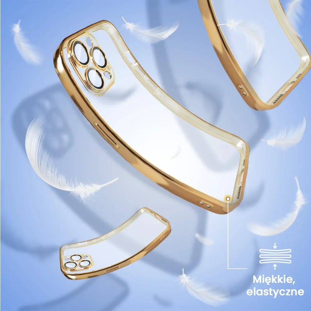 Etui do iPhone 11 Pro Slim Protect Full Cover z osłoną kamery i obiektywów 9H, złote