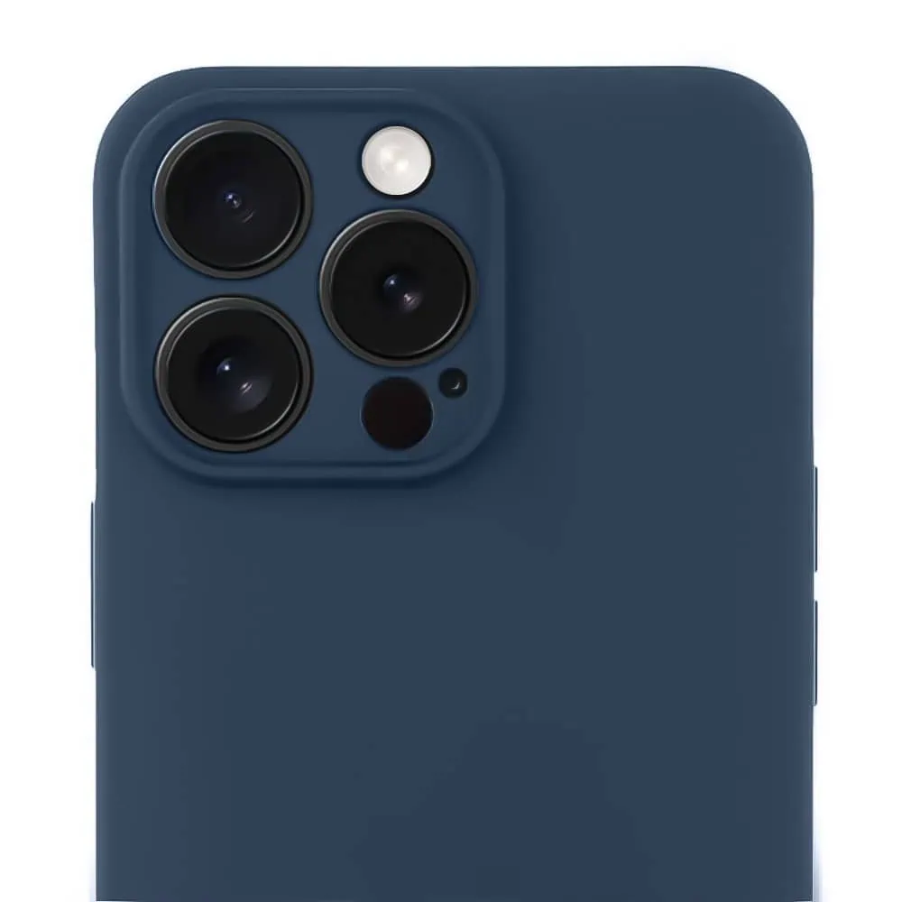 Etui do iPhone 11 Pro silikonowe z mikrofibrą soft touch z osłoną na aparat, granatowe