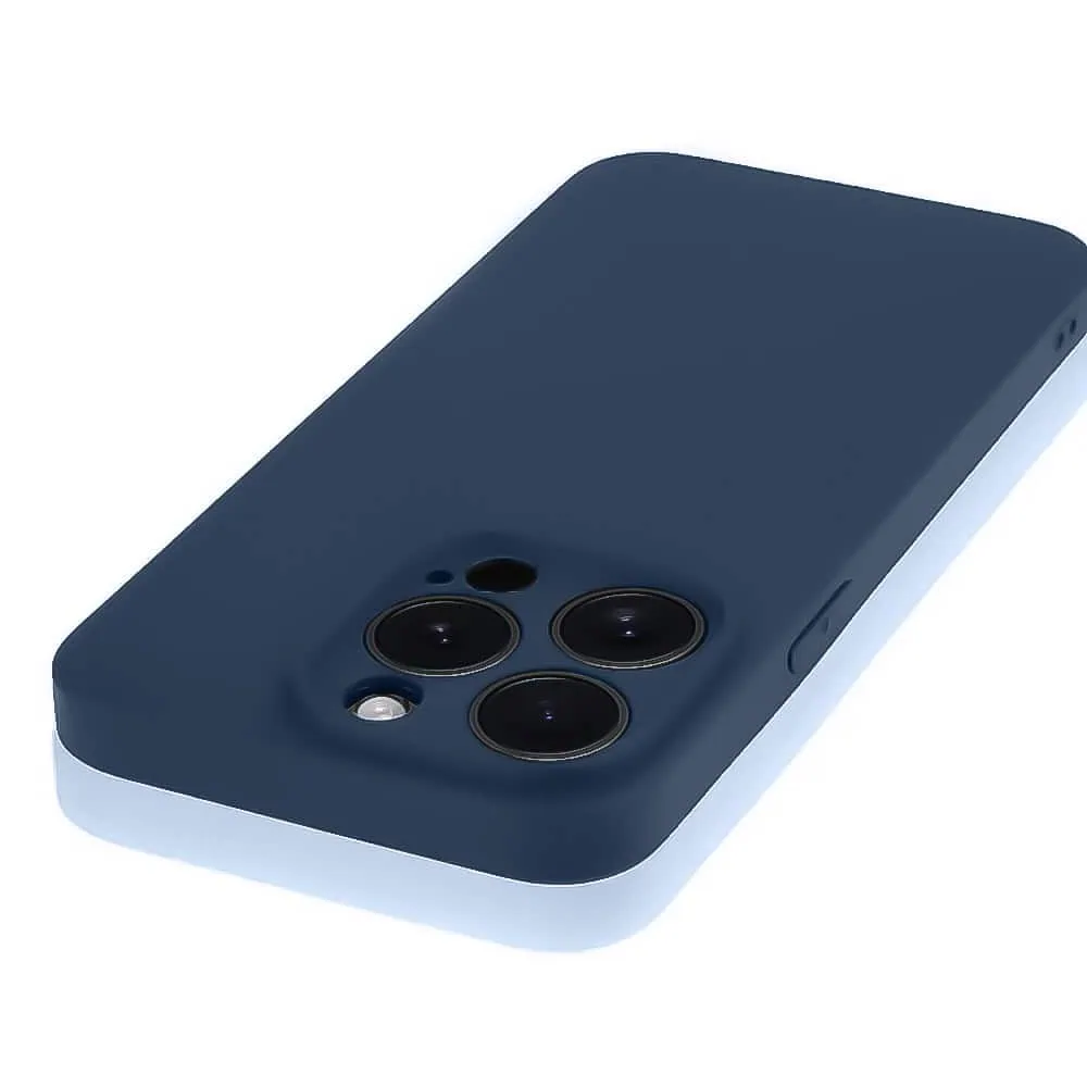 Etui do iPhone 11 Pro silikonowe z mikrofibrą soft touch z osłoną na aparat, granatowe