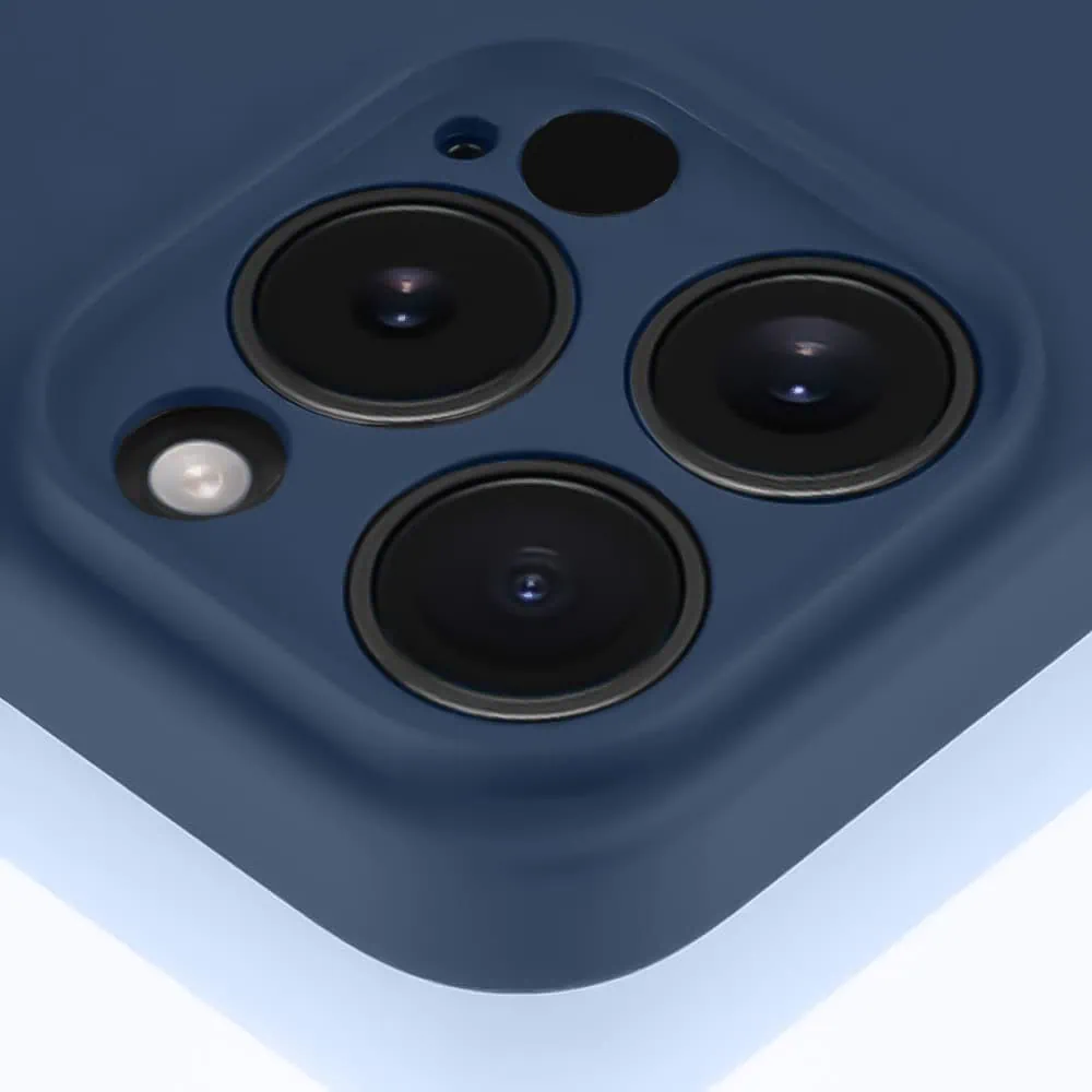 Etui do iPhone 11 Pro silikonowe z mikrofibrą soft touch z osłoną na aparat, granatowe