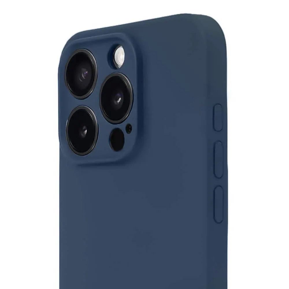 Etui do iPhone 11 Pro silikonowe z mikrofibrą soft touch z osłoną na aparat, granatowe