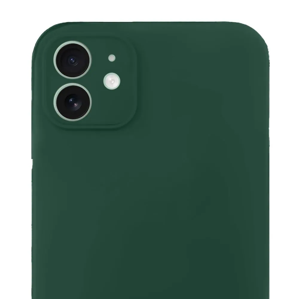 Etui do iPhone 11 silikonowe z mikrofibrą soft touch z osłoną na aparat, butelkowo zielone