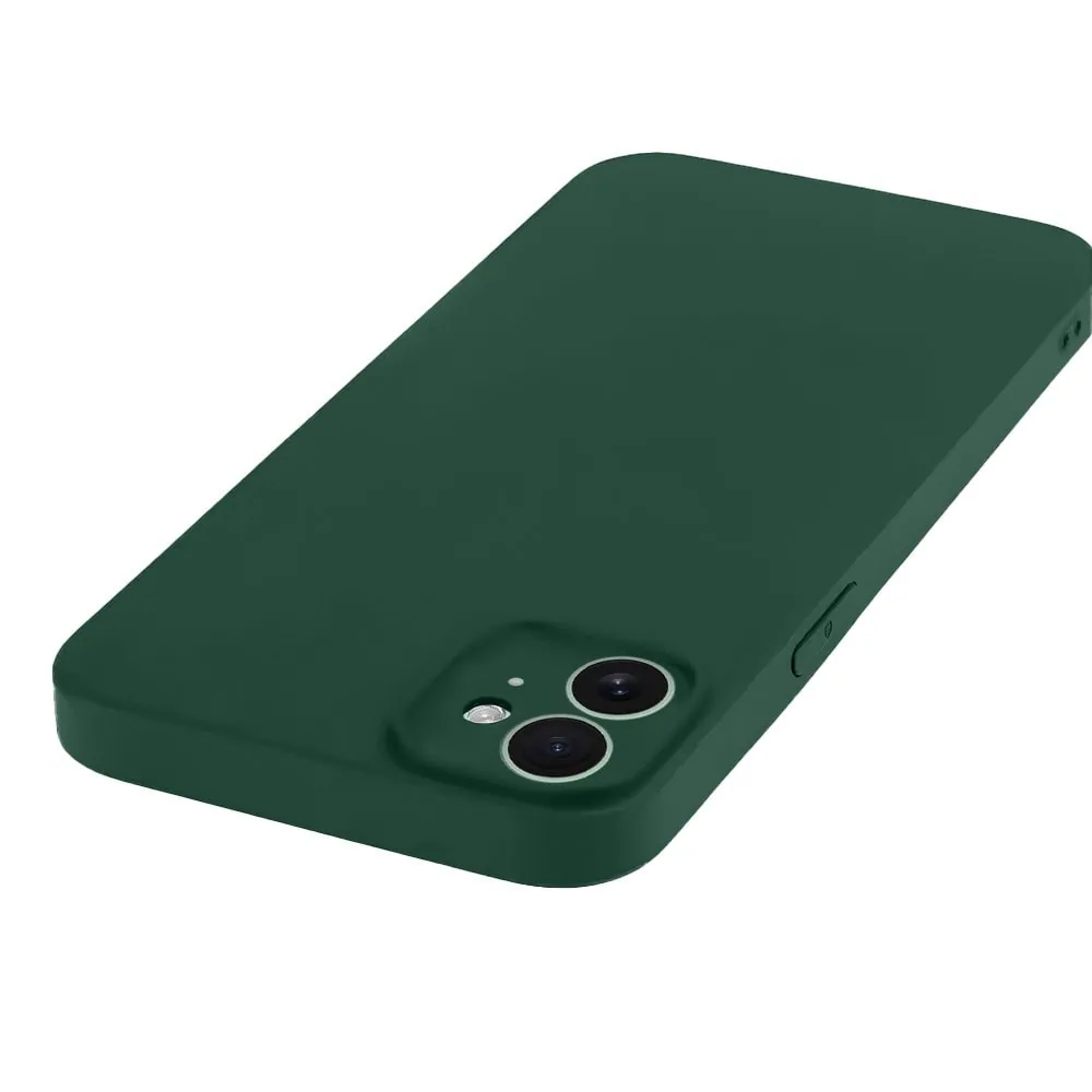 Etui do iPhone 11 silikonowe z mikrofibrą soft touch z osłoną na aparat, butelkowo zielone