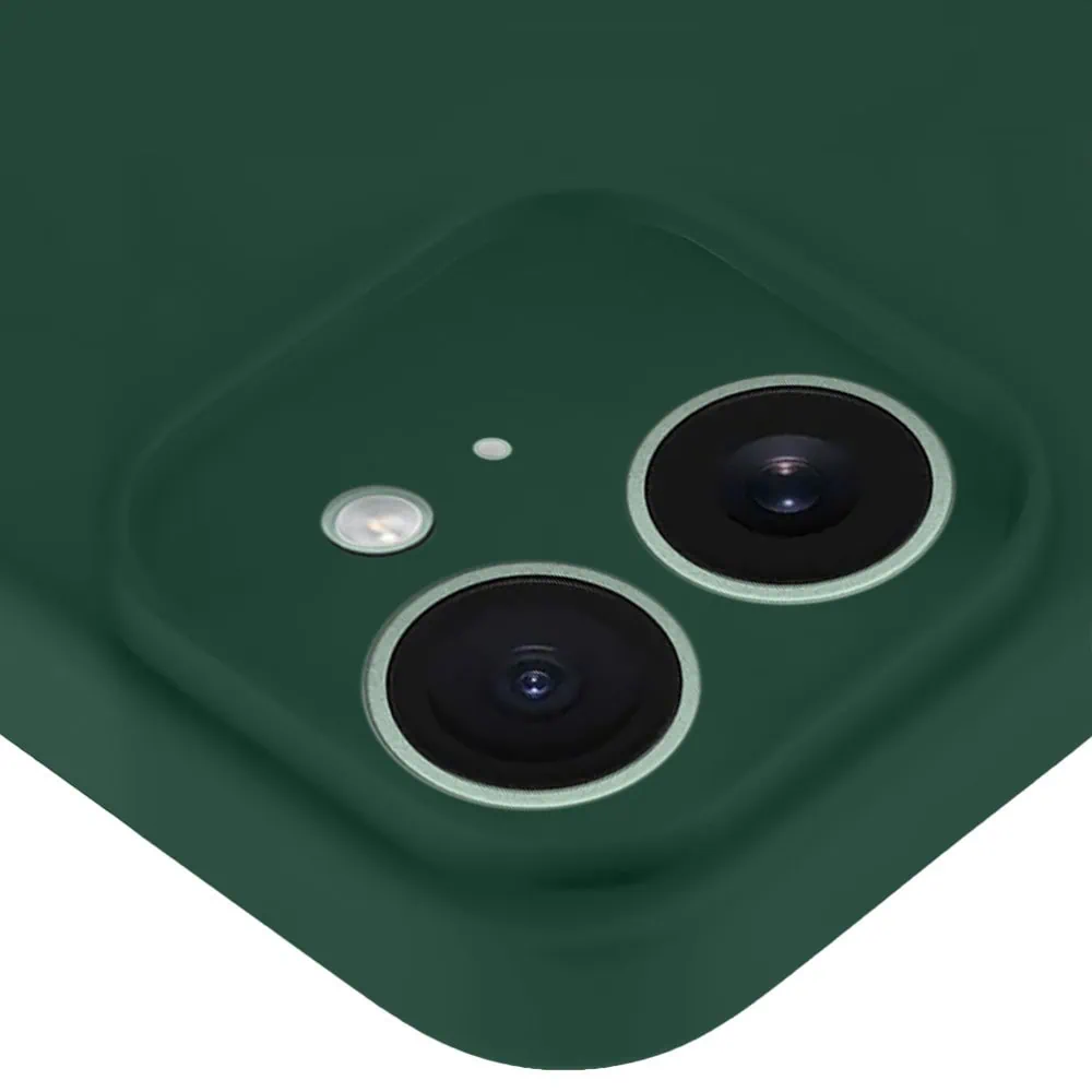 Etui do iPhone 11 silikonowe z mikrofibrą soft touch z osłoną na aparat, butelkowo zielone