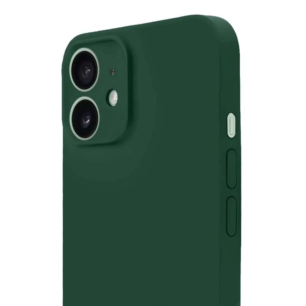 Etui do iPhone 11 silikonowe z mikrofibrą soft touch z osłoną na aparat, butelkowo zielone