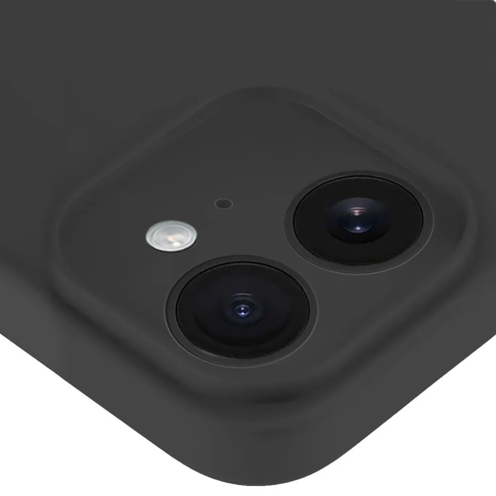 Etui do iPhone 11 silikonowe z mikrofibrą soft touch z osłoną na aparat, czarne