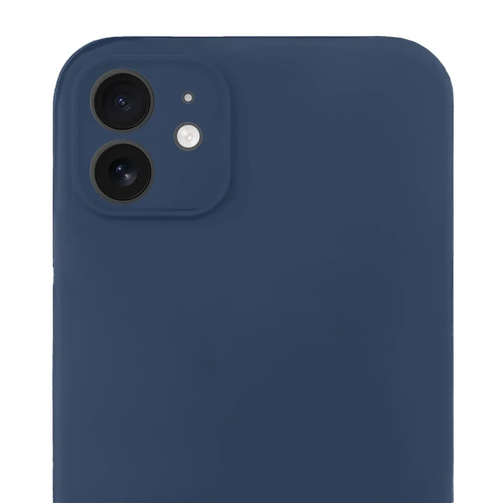 Etui do iPhone 11 silikonowe z mikrofibrą soft touch z osłoną na aparat, granatowe