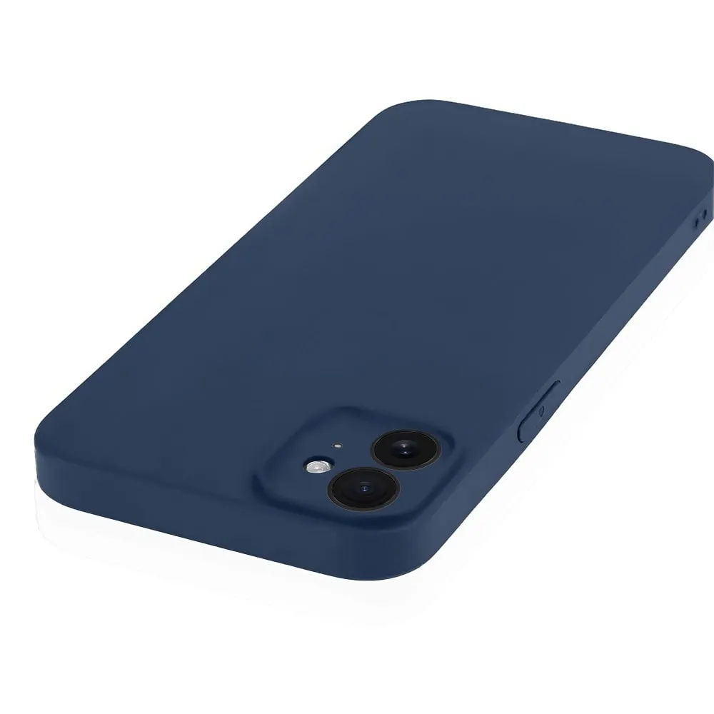Etui do iPhone 11 silikonowe z mikrofibrą soft touch z osłoną na aparat, granatowe