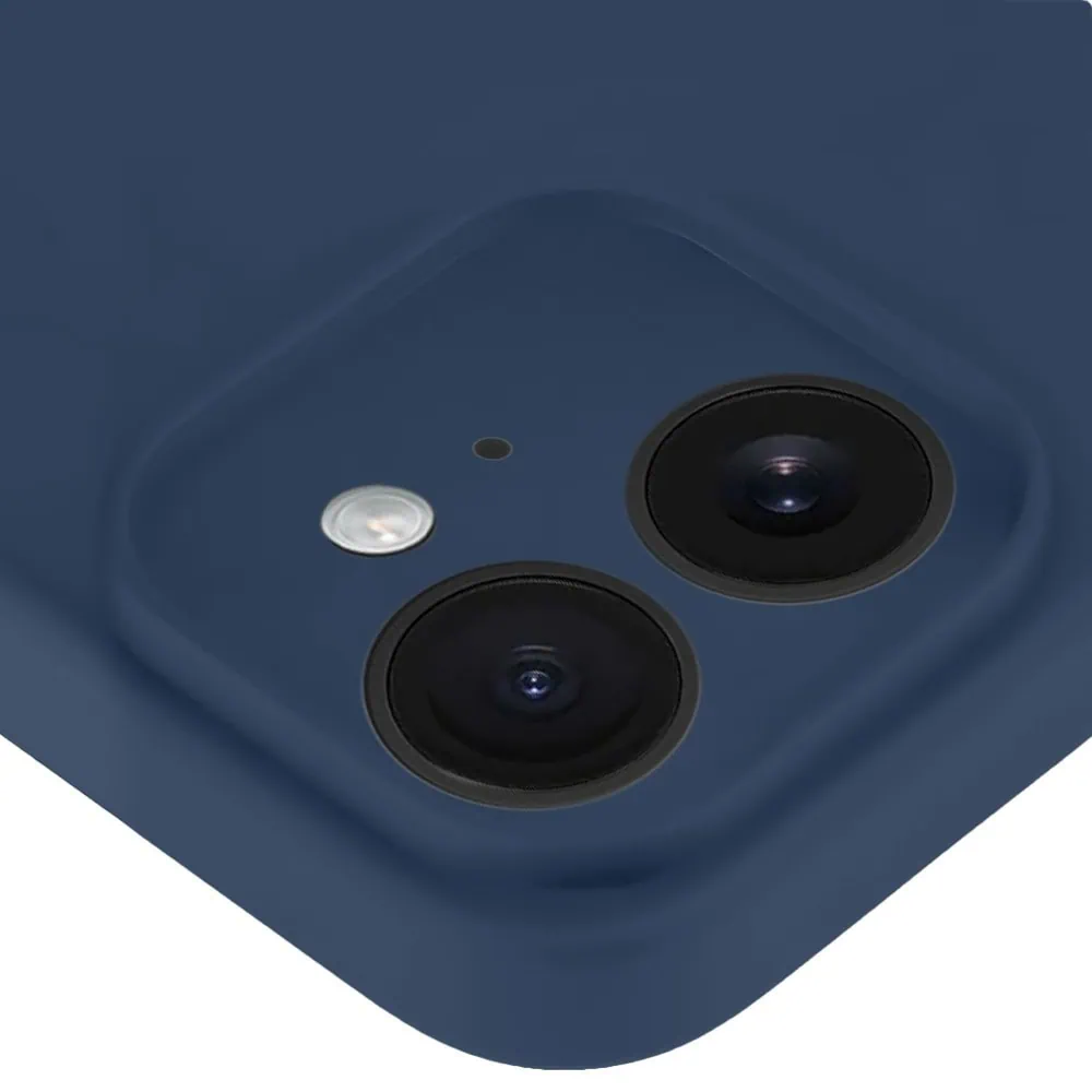 Etui do iPhone 11 silikonowe z mikrofibrą soft touch z osłoną na aparat, granatowe