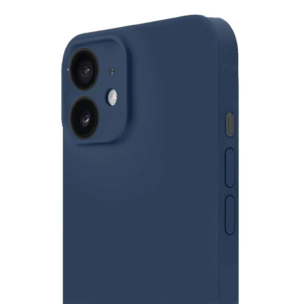 Etui do iPhone 11 silikonowe z mikrofibrą soft touch z osłoną na aparat, granatowe
