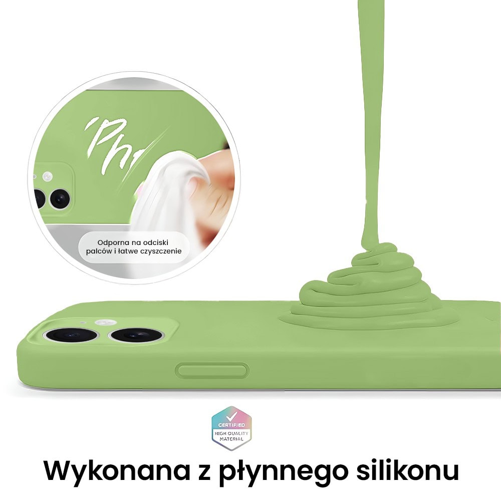Etui do iPhone 11 silikonowe z mikrofibrą soft touch z osłoną na aparat, jaśminowa zieleń